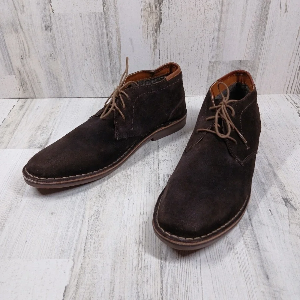 Kenneth Cole Reaction Chukka Boots‎ Men's 12 Brown Suede Desert Lace-Up Preppy